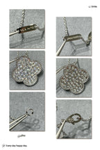 [Elowen jewels ]CLOVER 25MM GROSSER ANHÄNGER MIT DIAMANT-PAVÉ SILBERHALSKETTE