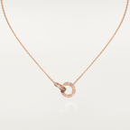 [Elowen jewels ]LOVE 7.6MM NECKLACE ROSE GOLD AND SILVER  FULL DIAMOND