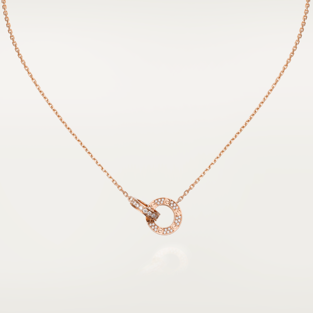 [Elowen jewels ]LOVE 7.6MM NECKLACE ROSE GOLD AND SILVER  FULL DIAMOND