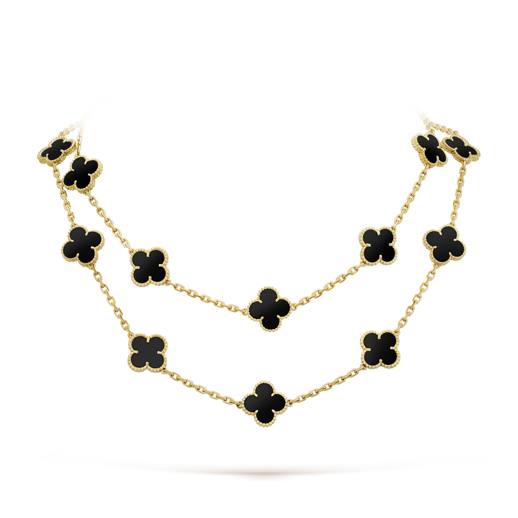 [Elowen jewels ]CLOVER 20 MOTIVE ONYX-HALSKETTE