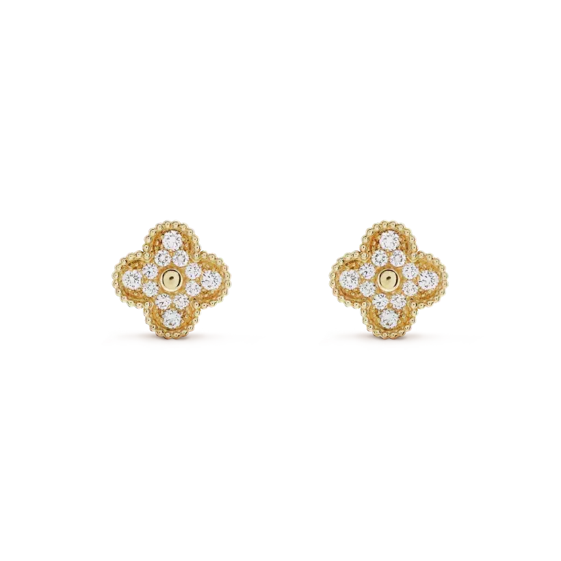 [Elowen jewels ]CLOVER MEDIUM 1 MOTIFS FUll DIAMOND EARRINGS