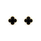 [Elowen jewels ]CLOVER MEDIUM 1 MOTIV ONYX OHRSTECKER