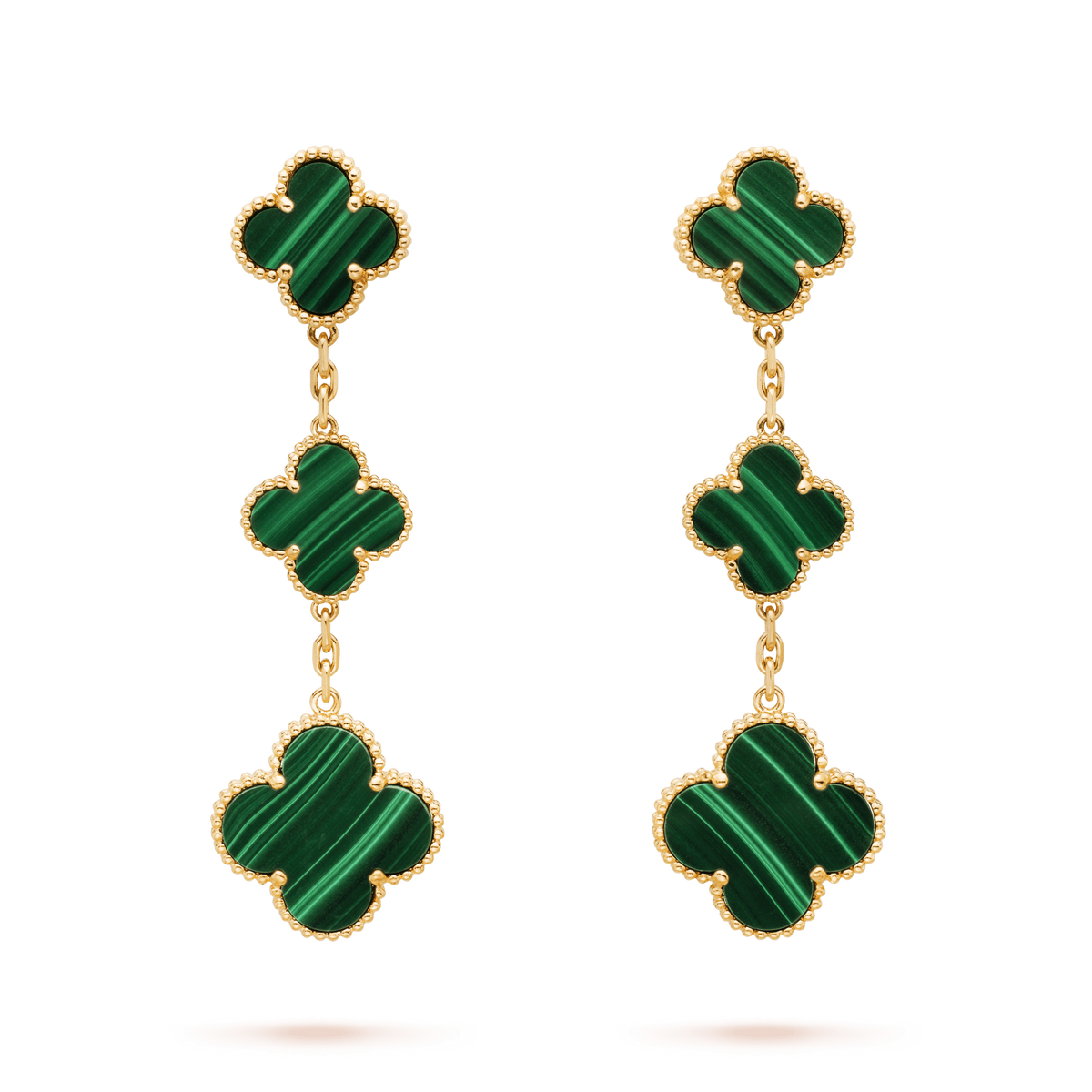 [Elowen jewels ]KLEEBLATT MALACHIT 3 MOTIVE GOLD