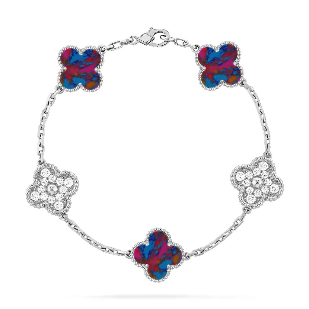 [Elowen jewels ]CLOVER 5 MOTIF COLOR GEMSTONES BRACELET COLLECTION