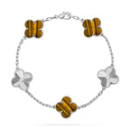 [Elowen jewels ] KOLLEKTION KLEEBLATT ARMBAND MIT 5 TIGERAUGE-MOTIVEN
