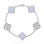 [Elowen jewels ] KOLLEKTION: CLOVER 5-MOTIV ARMBAND AUS LILA CHALCEDON