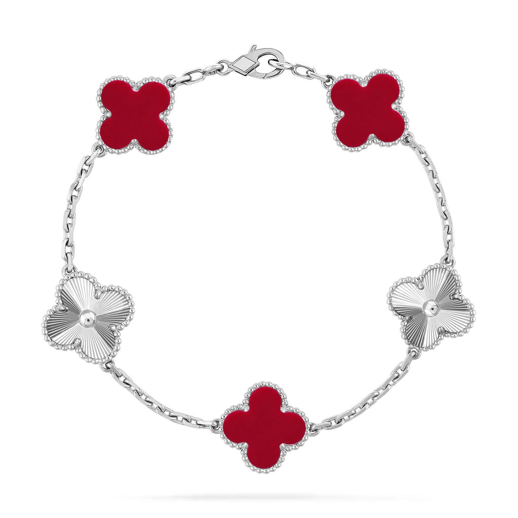 [Elowen jewels ] CLOVER 5 MOTIF RED CORNELIAN BRACELET COLLECTION