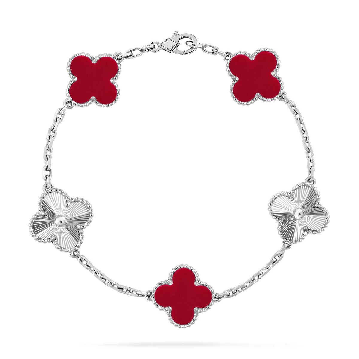 [Elowen jewels ] CLOVER 5 MOTIF RED CORNELIAN BRACELET COLLECTION