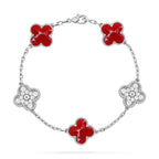 [Elowen jewels ]KLEEBATT-ARMBAND MIT 5 MOTIVEN, ROTES MUSTER, KOLLEKTION