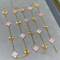 [Elowen jewels ]CLOVER 20 MOTIFS LASER PINK MOP NECKLACE