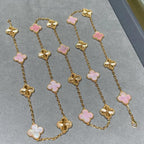 [Elowen jewels ]CLOVER 20 MOTIFS LASER PINK MOP NECKLACE