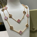 [Elowen jewels ]CLOVER 20 MOTIFS LASER PINK MOP NECKLACE