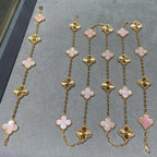 [Elowen jewels ]CLOVER 20 MOTIFS LASER PINK MOP NECKLACE