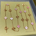 [Elowen jewels ]CLOVER 20 MOTIFS LASER PINK MOP NECKLACE