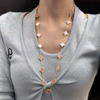 [Elowen jewels ]CLOVER 20 MOTIVE HALSKETTE AUS ROSA PERLMUTT