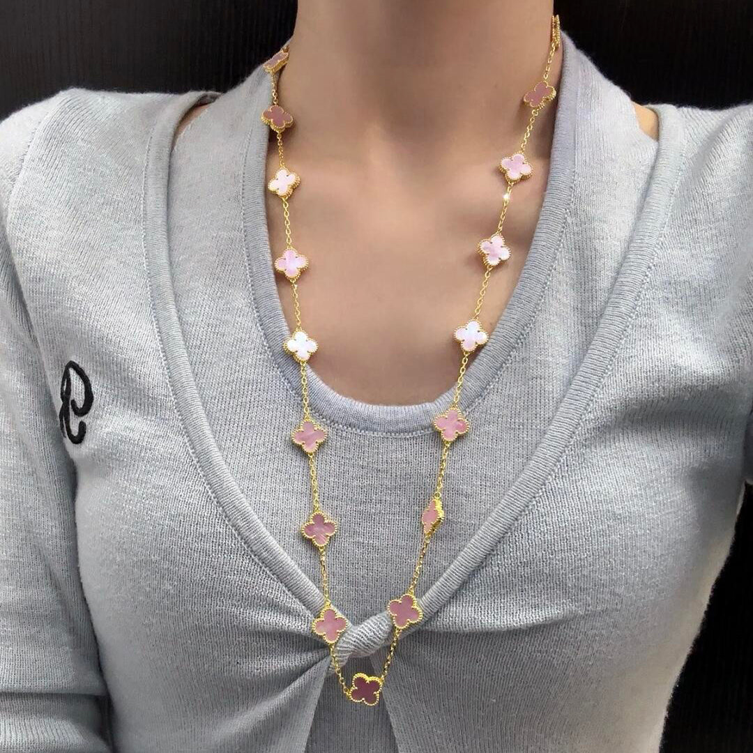 [Elowen jewels ]クローバー 20モチーフ ピンクMOP ネックレス