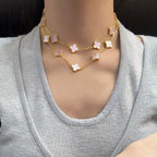 [Elowen jewels ]CLOVER 20 MOTIVE HALSKETTE AUS ROSA PERLMUTT