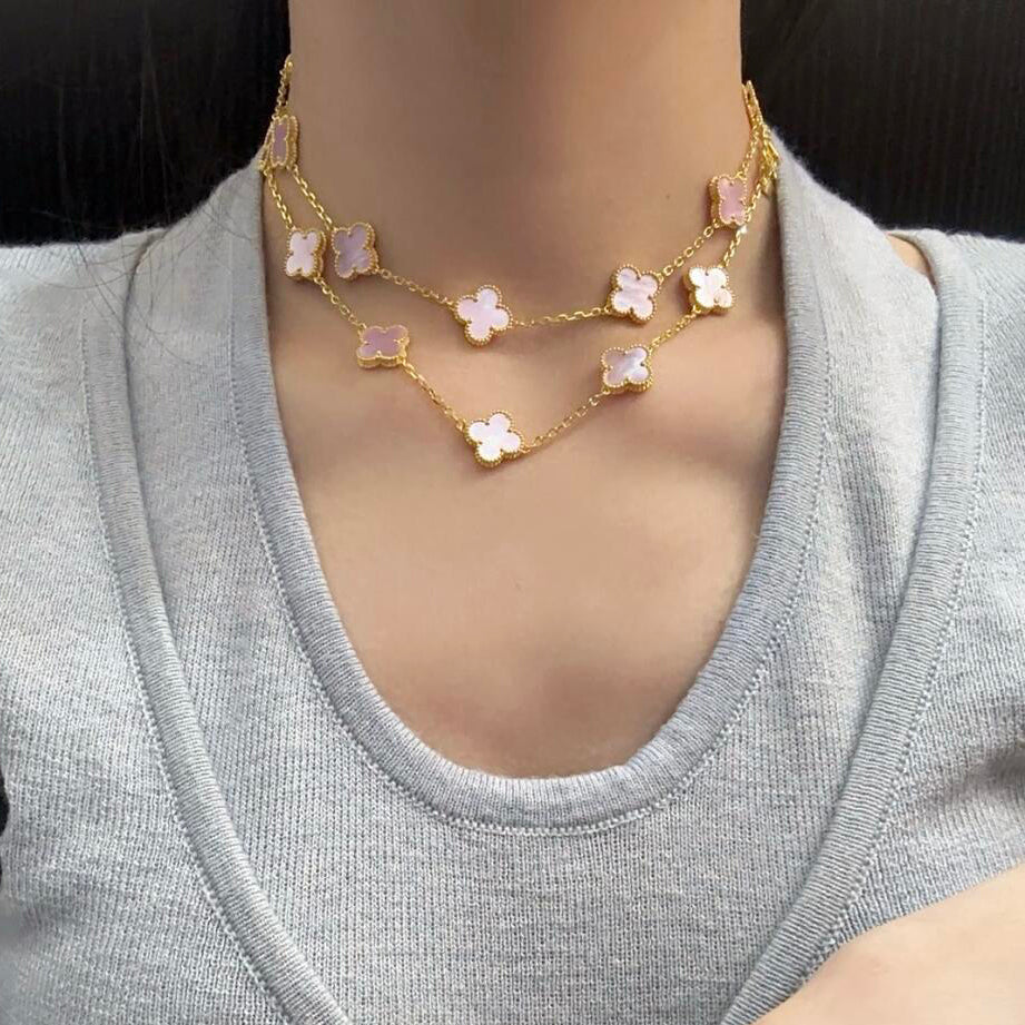 [Elowen jewels ]クローバー 20モチーフ ピンクMOP ネックレス