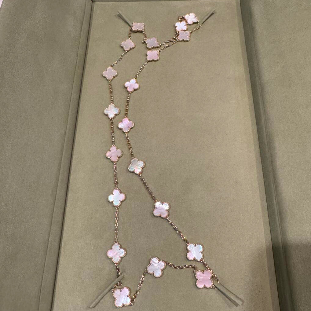 [Elowen jewels ]CLOVER 20 MOTIVE HALSKETTE AUS ROSA PERLMUTT