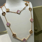 [Elowen jewels ]CLOVER 20 MOTIFS LASER PINK MOP NECKLACE