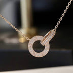 [Elowen jewels ]LOVE 7.6MM NECKLACE ROSE GOLD AND SILVER  FULL DIAMOND