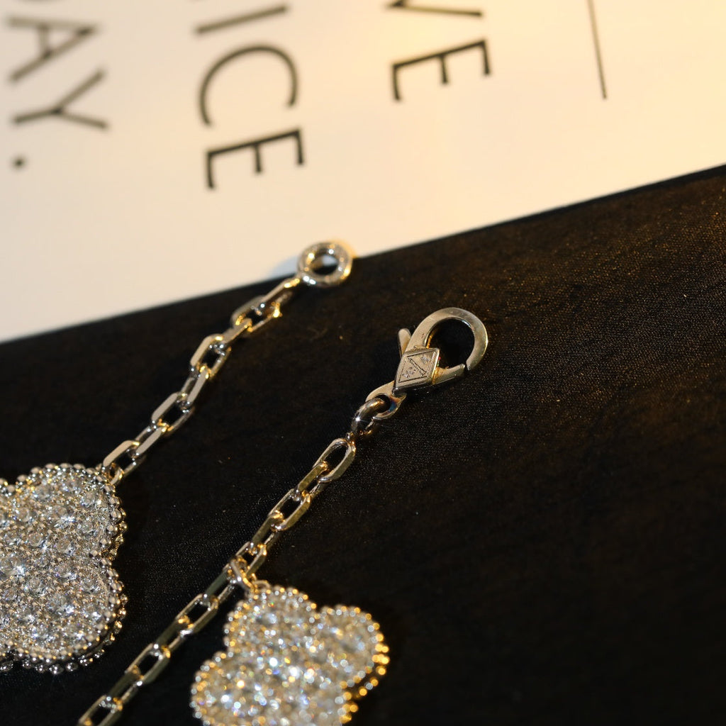 [Elowen jewels ]CLOVER BRACELET 5 MOTIF SILVER DIAMOND PAVED