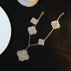 [Elowen jewels ]CLOVER BRACELET 5 MOTIF SILVER DIAMOND PAVED