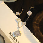[Elowen jewels ]CLOVER BRACELET 5 MOTIF SILVER DIAMOND PAVED
