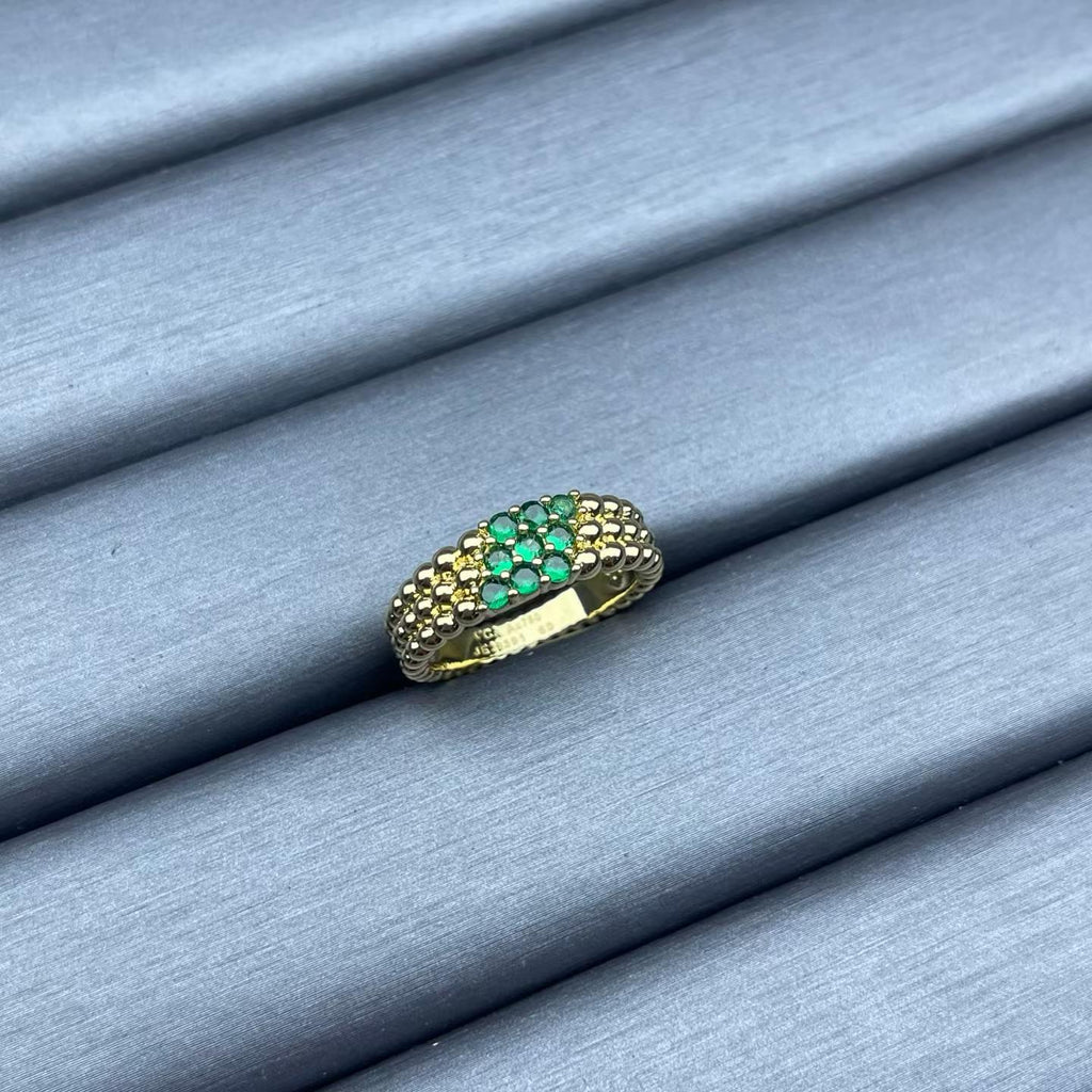 [Elowen jewels]NARROW BEADED RING WITH DIAMONDS