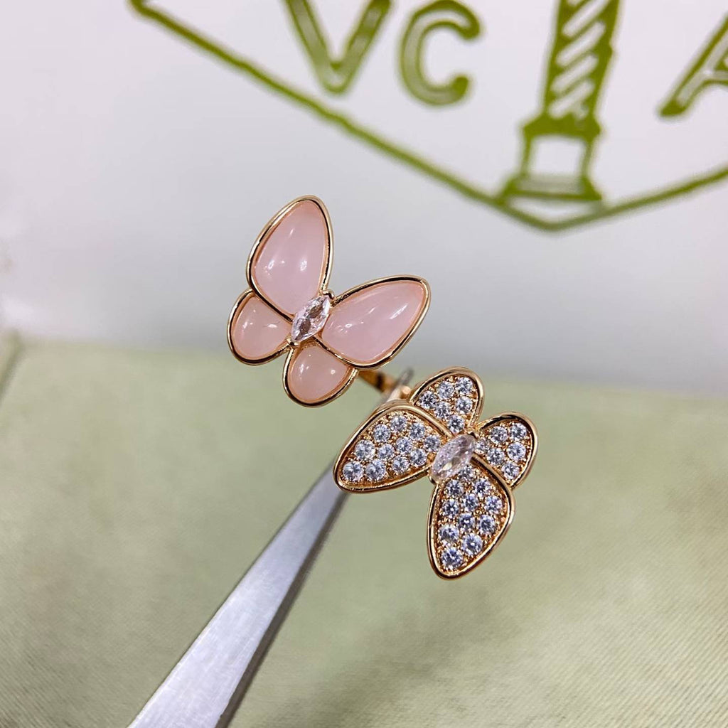 [Elowen jewels]NEUER TWIN BUTTERFLY DIAMANT- & ROSA SCHMETTERLINGS-RING