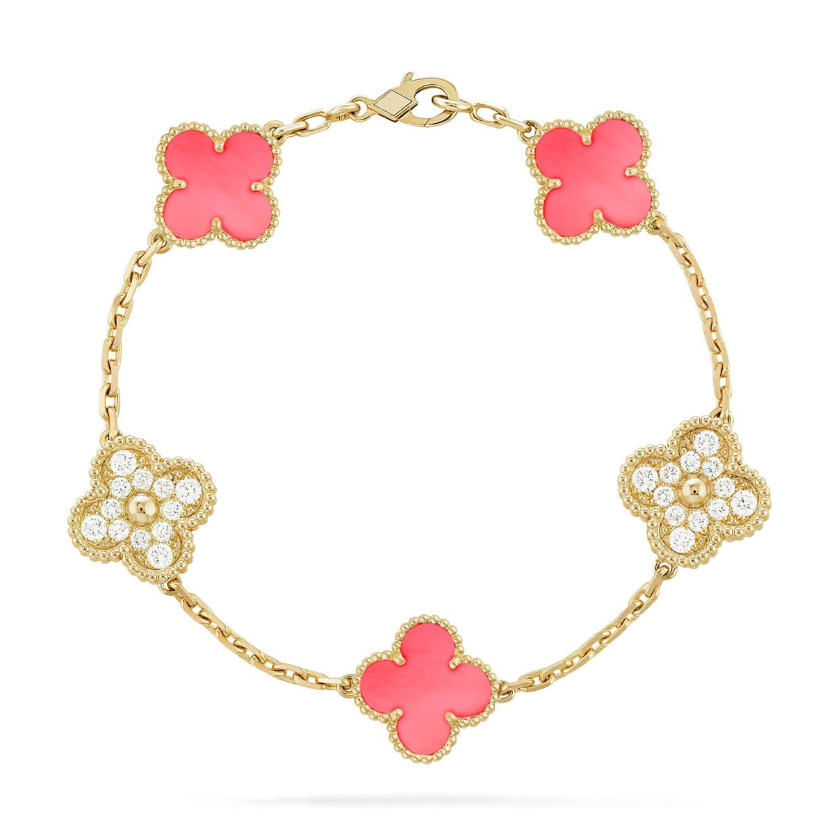 [Elowen jewels ] CLOVER 5 MOTIFS  PINK MOP BRACELET COLLECTION