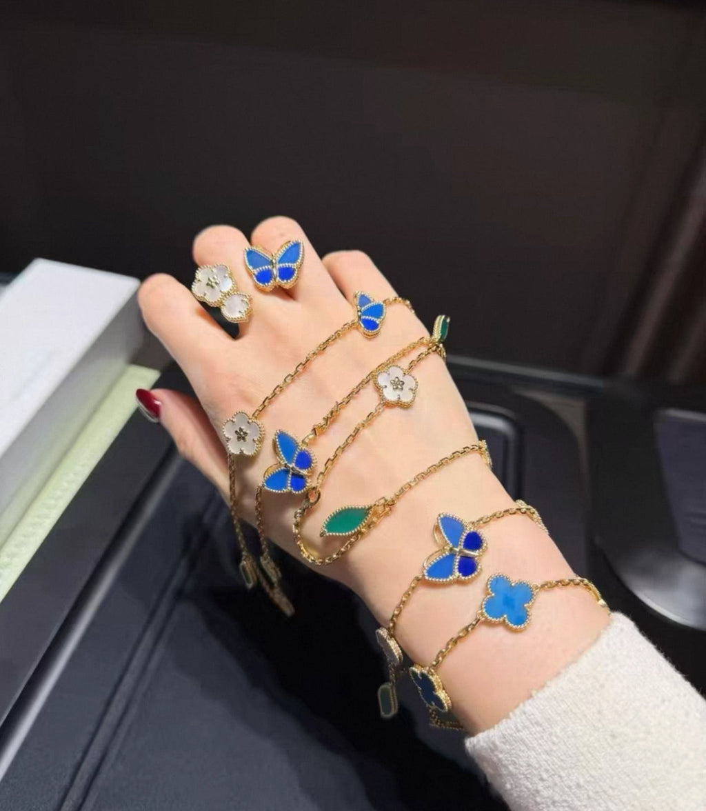 [Elowen jewels ]LUCKY SPRING ARMBAND GOLD BLAUSTEIN WEISSES PERLMUTT