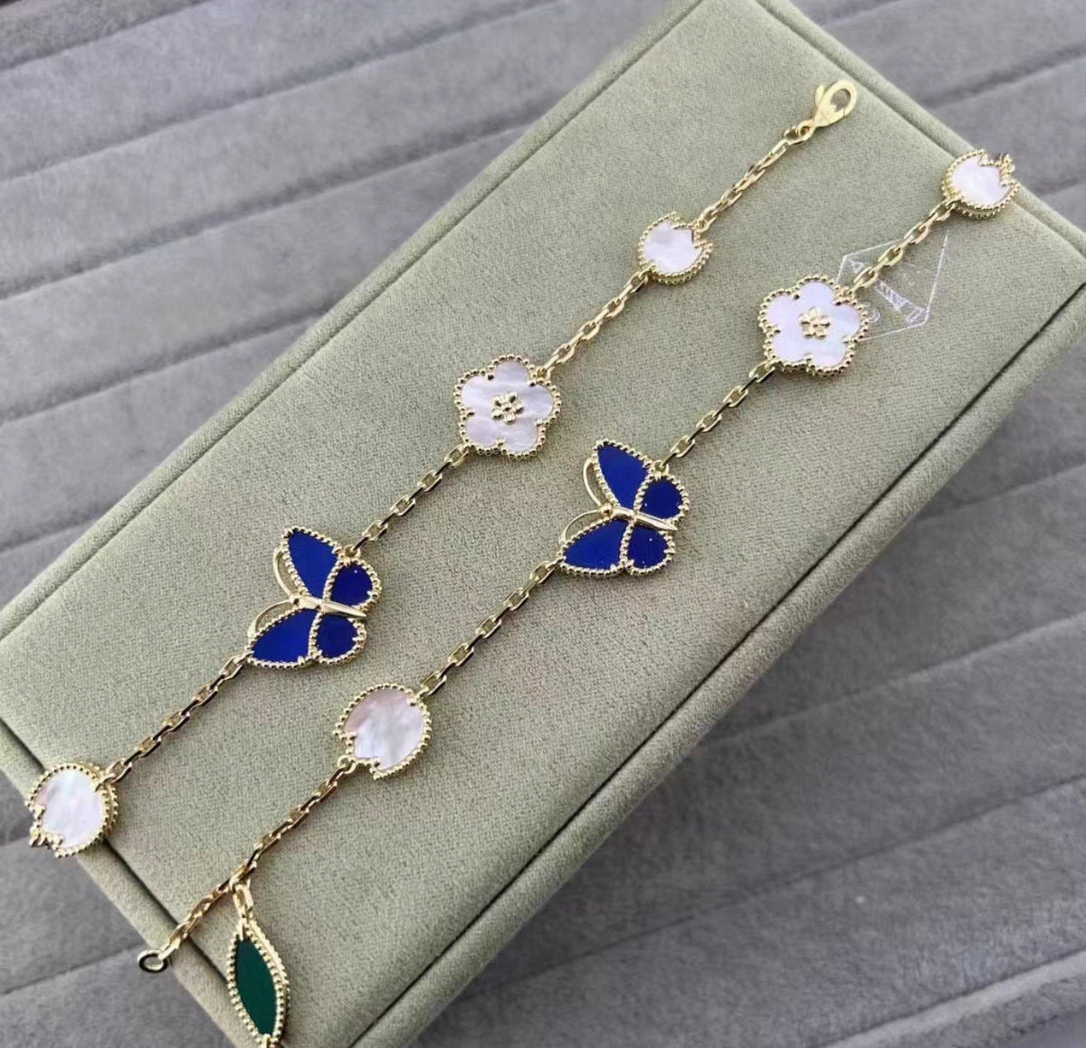 [Elowen jewels ]ラッキースプリング ゴールド ブルーストーン ホワイトマザーオブパール ブレスレット
