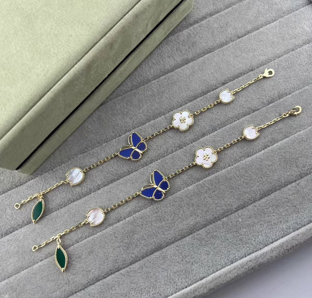 [Elowen jewels ]LUCKY SPRING ARMBAND GOLD BLAUSTEIN WEISSES PERLMUTT