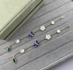 [Elowen jewels ]LUCKY SPRING ARMBAND GOLD BLAUSTEIN WEISSES PERLMUTT