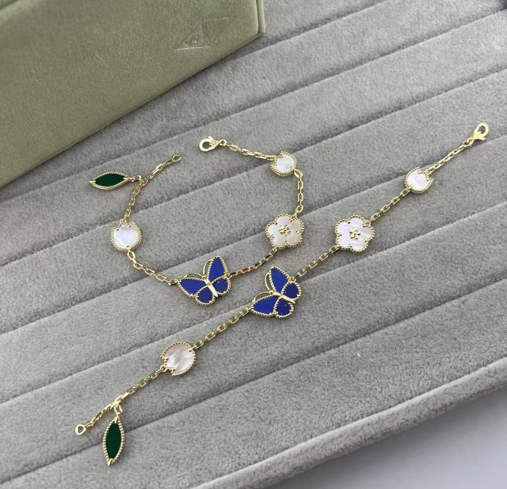 [Elowen jewels ]LUCKY SPRING ARMBAND GOLD BLAUSTEIN WEISSES PERLMUTT