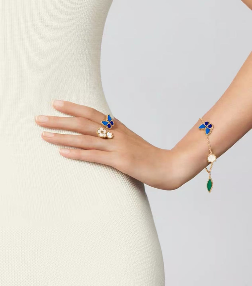 [Elowen jewels ]LUCKY SPRING ARMBAND GOLD BLAUSTEIN WEISSES PERLMUTT