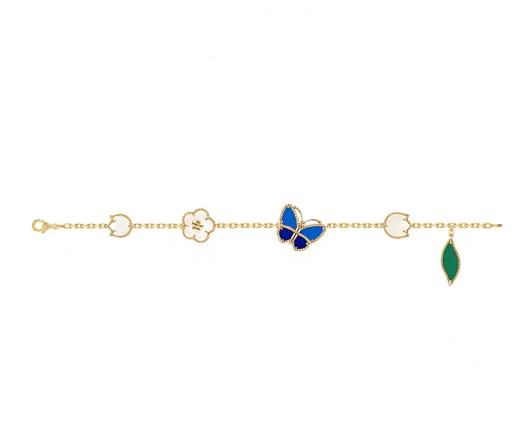 [Elowen jewels ]LUCKY SPRING ARMBAND GOLD BLAUSTEIN WEISSES PERLMUTT