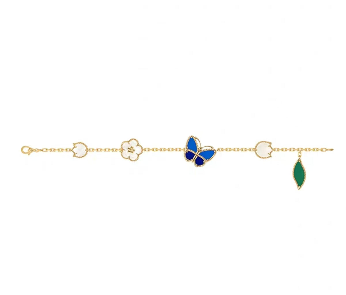 [Elowen jewels ]ラッキースプリング ゴールド ブルーストーン ホワイトマザーオブパール ブレスレット