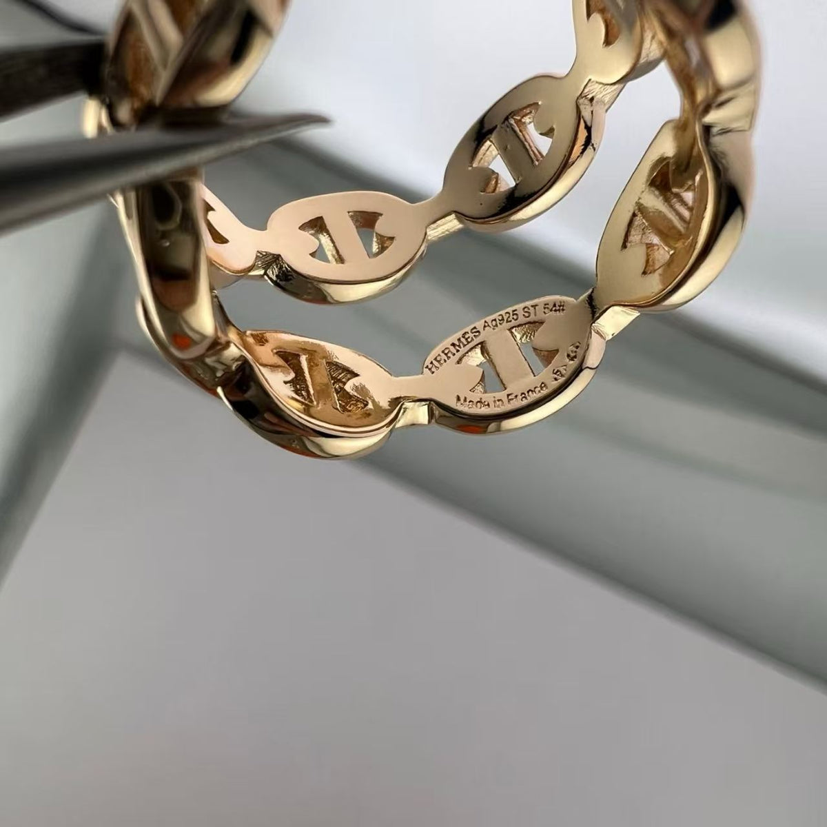 [Elowen jewels] DOPPELSCHICHTIGER PIG-NOSE-RING MIT QUADRATISCHER KOMBINATION UND GLÄNZENDEM FINISH