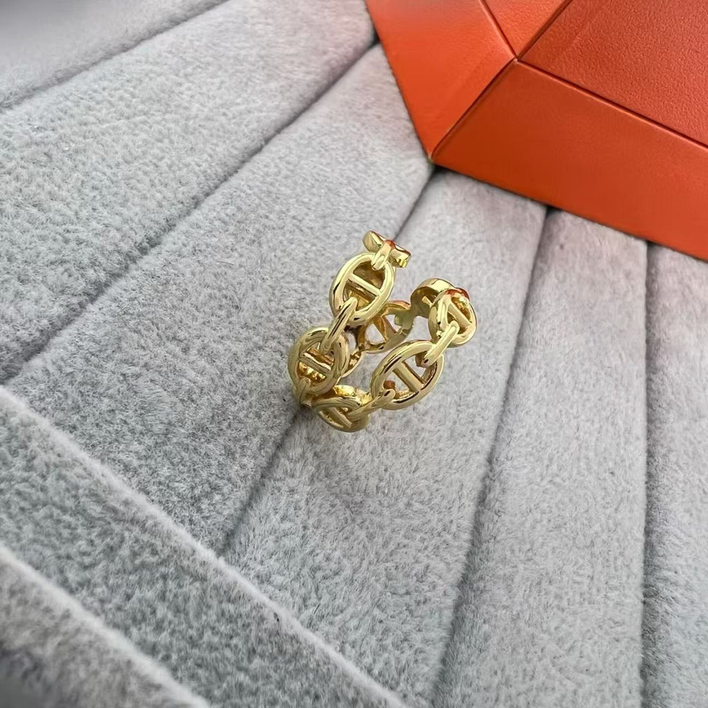 [Elowen jewels] DOPPELSCHICHTIGER PIG-NOSE-RING MIT QUADRATISCHER KOMBINATION UND GLÄNZENDEM FINISH