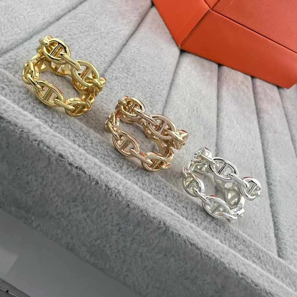 [Elowen jewels] DOPPELSCHICHTIGER PIG-NOSE-RING MIT QUADRATISCHER KOMBINATION UND GLÄNZENDEM FINISH