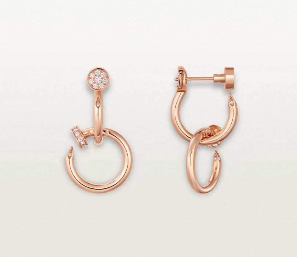 [Elowen jewels]NAIL COLLECTION DIAMOND SET DOUBLE HOOP EARRINGS