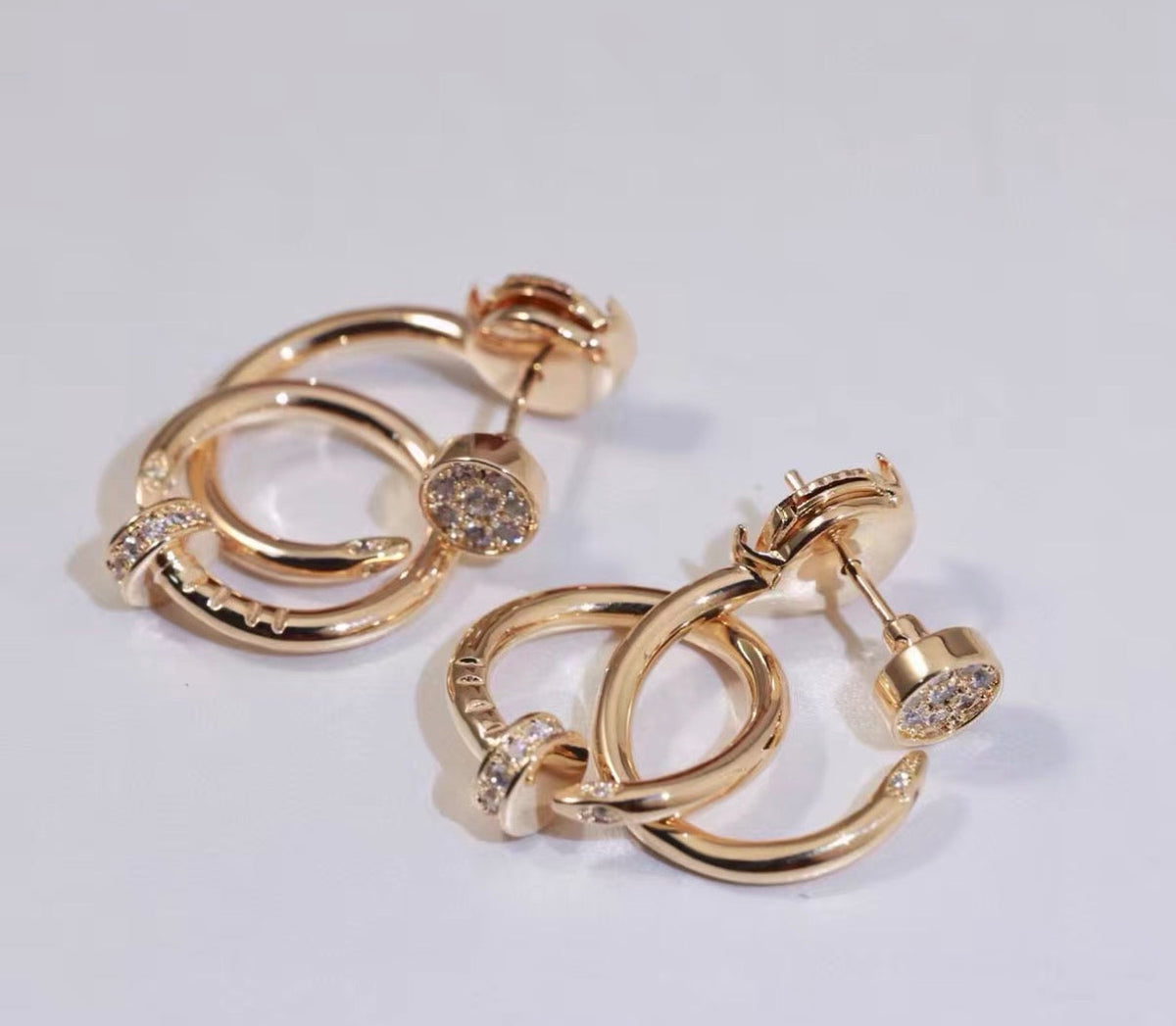 [Elowen jewels]NAIL COLLECTION DIAMOND SET DOUBLE HOOP EARRINGS