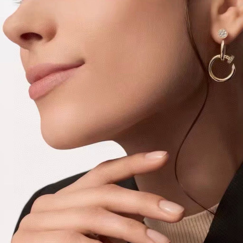 [Elowen jewels]NAIL COLLECTION DIAMOND SET DOUBLE HOOP EARRINGS