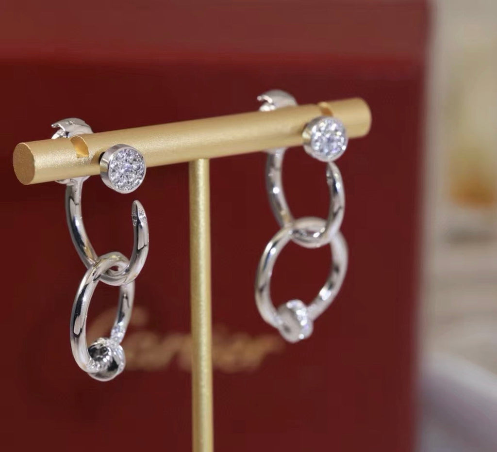 [Elowen jewels]NAIL COLLECTION DIAMOND SET DOUBLE HOOP EARRINGS