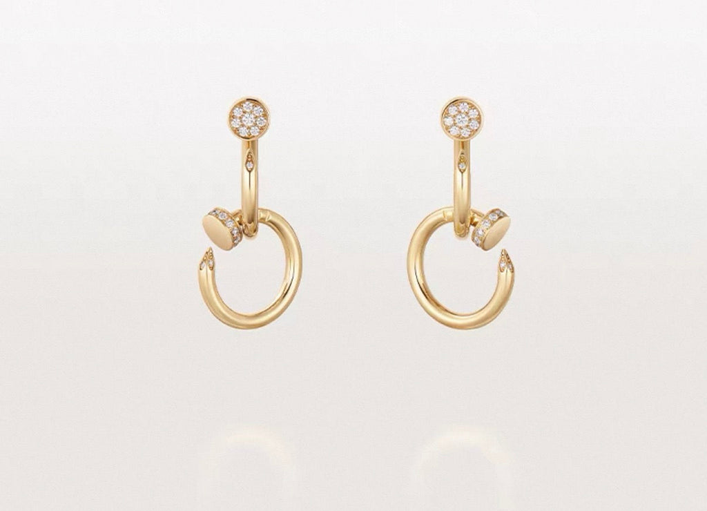 [Elowen jewels]NAIL COLLECTION DIAMOND SET DOUBLE HOOP EARRINGS
