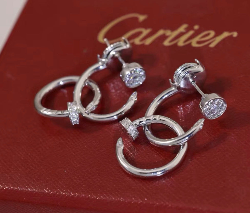 [Elowen jewels]NAIL COLLECTION DIAMOND SET DOUBLE HOOP EARRINGS