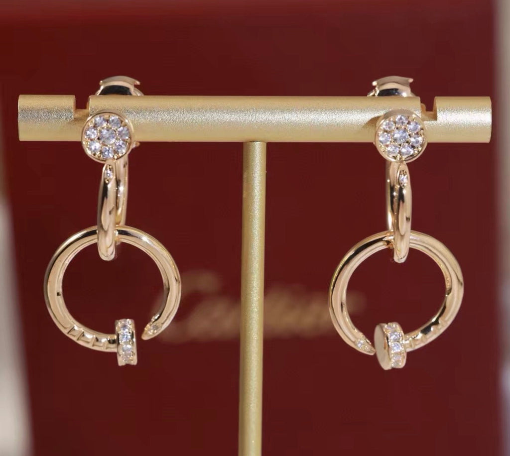 [Elowen jewels]NAIL COLLECTION DIAMOND SET DOUBLE HOOP EARRINGS