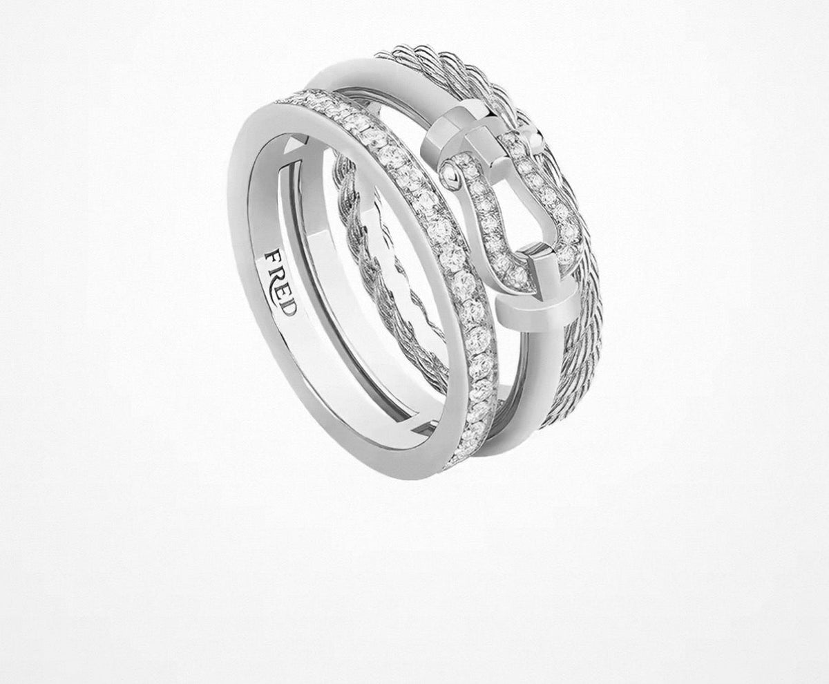 [Elowen jewels]FORCE 10 RISE SERIES LARGE-SIZED 18K GOLD HALF-SET DIAMOND RING